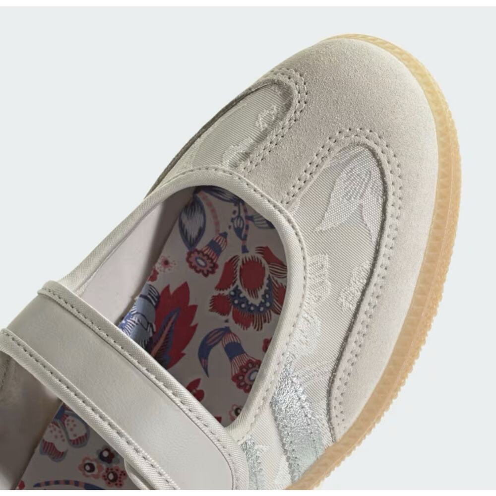 NWB adidas Mary Jane SAMBA OG X LIBERTY LONDON Chalk Pearl Silver Metallic Sz 9 - Picture 9 of 10